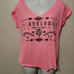 Ft Lauderdale Florida Shirt - Miami Style Pink Black‎ Small